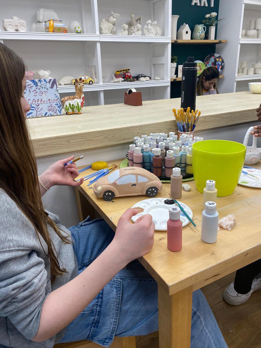 A fun afternoon for the Junior boarders painting pottery. Love the concentration and creativity! #broaderexperiencesbroaderminds #potterypainting #becreative