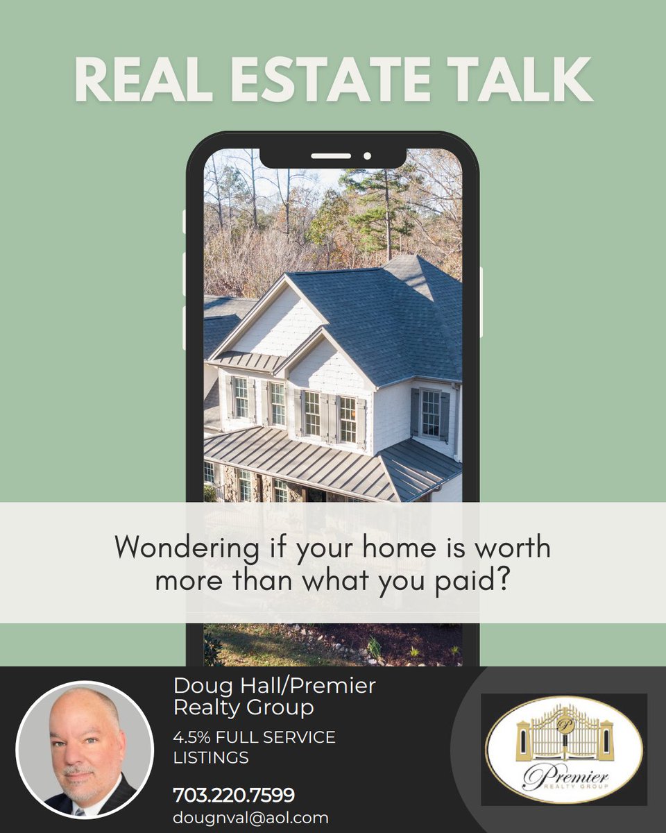 Dougnval's tweet image. Wondering how much you can get for your home if you sold it? 

Reach out via the DMs for a free review of your property.

#realestate #realestateguide #homeworth #homevalue #propertyvalue #realestatevalue #housevalue #realtor