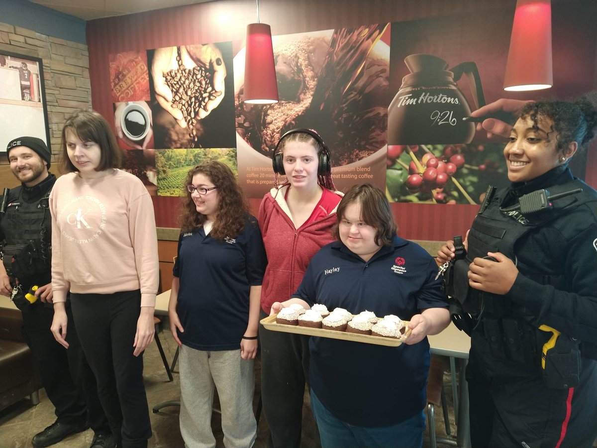 Thanks to <a href="/SouthSimcoePS/">South Simcoe Police</a> for supporting us at Bradford <a href="/TimHortons/">Tim Hortons</a> today with some Special Olympics donuts. Our <a href="/SpecialOCanada/">Special Olympics Canada</a> athletes loved seeing you. 
We left some more at the station for you - shhh. 
#ChooseToInclude