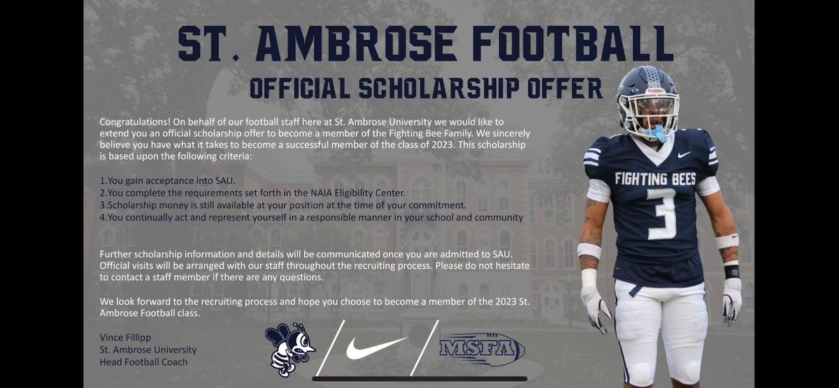 Blessed to receive an offer from St. Ambrose university  
#bringthesting🐝 @SAU_CoachQ @AntaiwnM @TheD_Zone