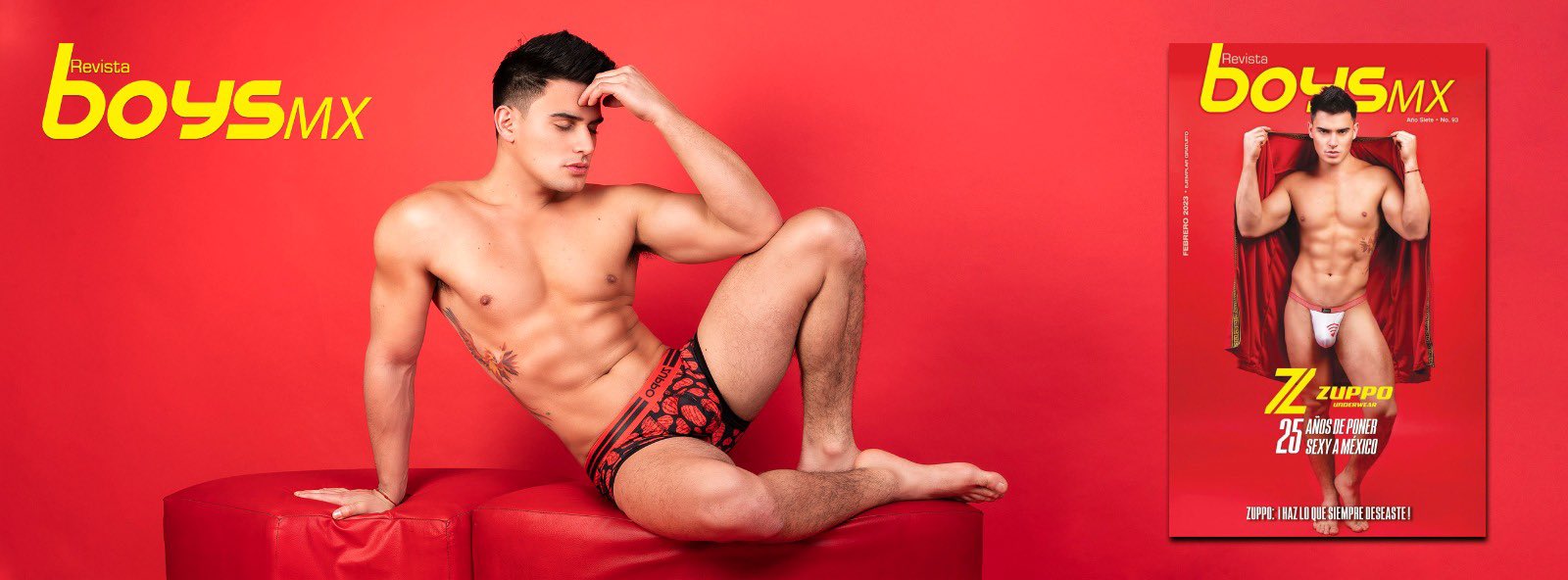 Yeah! Tenemos @revistaboysmx de febrero 2023. Zuppo Store Underwear en portada. Modelo #farleyortiz Foto