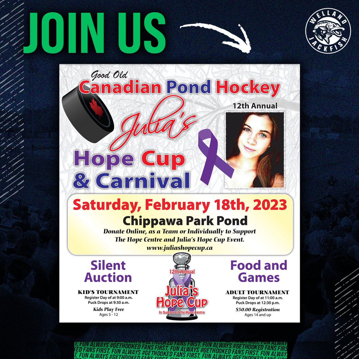The Fish are headed back to The Cup, the Julia's Hope Cup that is! Join us on February 18th as we help raise funds in support of <a href="/TheHopeCentre/">The Hope Centre</a>!

Learn More ➡️ juliashopecup.ca

#GetHooked • #FunAlways