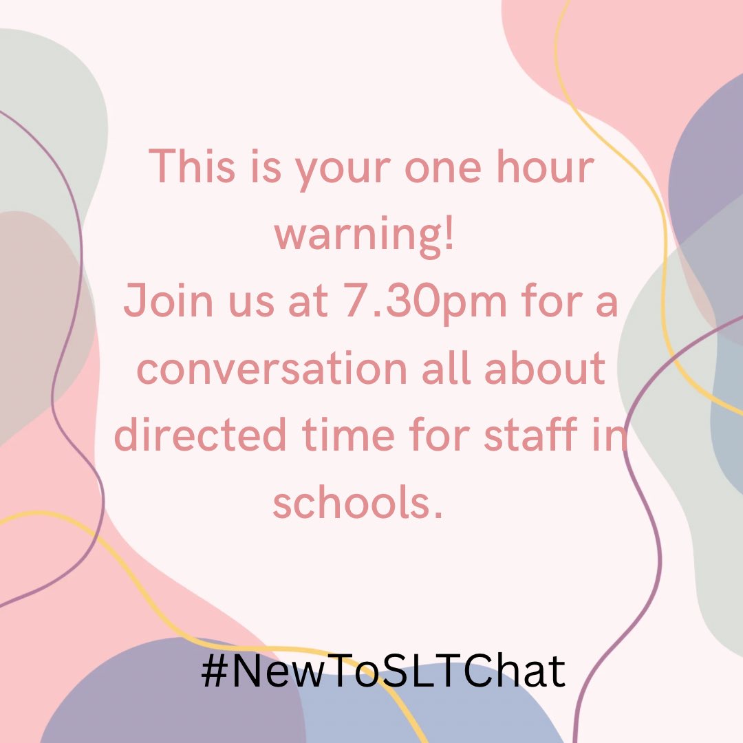 An hour to go before our chat tonight! Please come and join us. It’s an interesting one tonight, as always. All welcome! Not just SLT. #NewToSLTChat