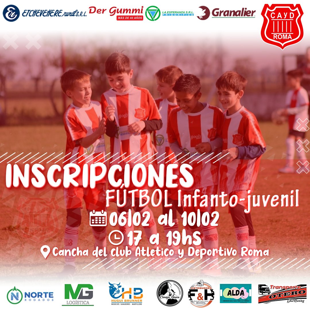 Fútbol Infanto- juvenil ⚽️

🔴INSCRIPCIONES ABIERTAS
📅Desde el 06 de febrero al 10 de febrero
🕐17 a 19 hs