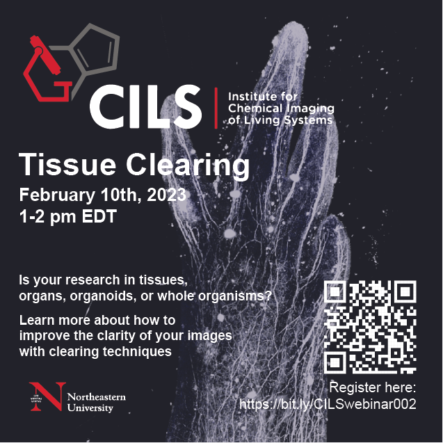 Is your research in tissues, organs, organoids, or whole organisms?

Join our webinar this Friday 2/10 from 1-2pm EDT to learn how to improve the clarity of your images with clearing techniques

Register: bit.ly/CILSwebinar002
#Microscopy #Imaging #ScienceWebinar #CoreFacility