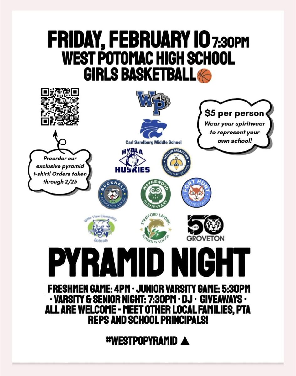 sandburg_ms_pta's tweet photo. Show some #PantherPride Friday, 2/10 at @theWPboard. Entry is $5 p.p. via Door #27. 🏀🏀🏀#panthersbecomewolverines! Let’s celebrate our commUNITY. 🔺 #WestPoPyramid @FCPSR3 @Wolverinegrlsbb • Please RT 🔁 https://t.co/DYn1DlJVoD