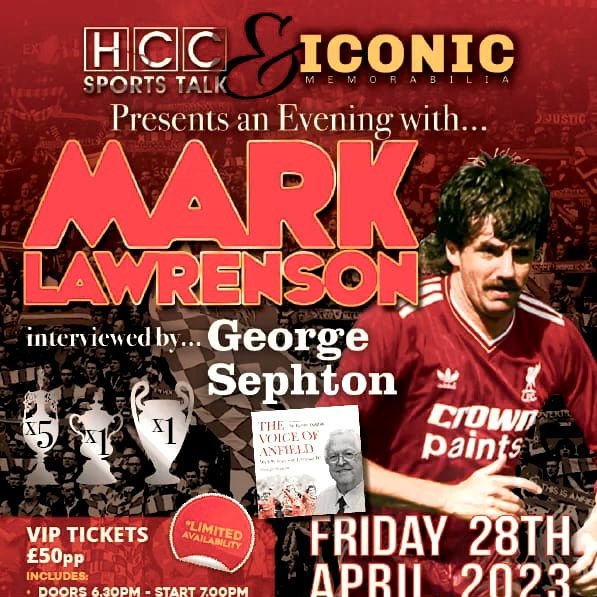 CHECK OUT OUR LATEST EVENT!!

JOIN US &amp; THE FANTASTIC <a href="/memorabiliaicon/">Iconic Memorabilia</a> WITH #LFC LEGEND <a href="/MTLawrenson/">Mark Lawrenson</a> &amp; <a href="/VoiceOfAnfield/">@voiceofanfield</a> LIVE AT <a href="/TheJohnFretwell/">John Fretwell Complex</a> A EVENT NOT TO BE MISSED. 
TICKETS ON SALE NOW!
ALL DETAILS ARE ON THE POSTER 
hccsportstalk.uk/shop
