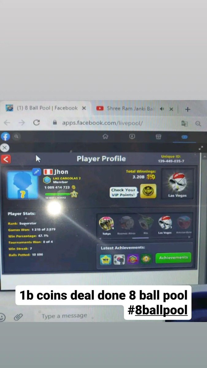 8ballpoolshop78's tweet photo. 🎱🎱🎱 8 Ball Pool #8ball #billiards #international #pool #insidepool #championship #miniclip #8ballpool #8ballpoolcoins #8ballpoolcoinsseller https://t.co/geoXkvv6T9