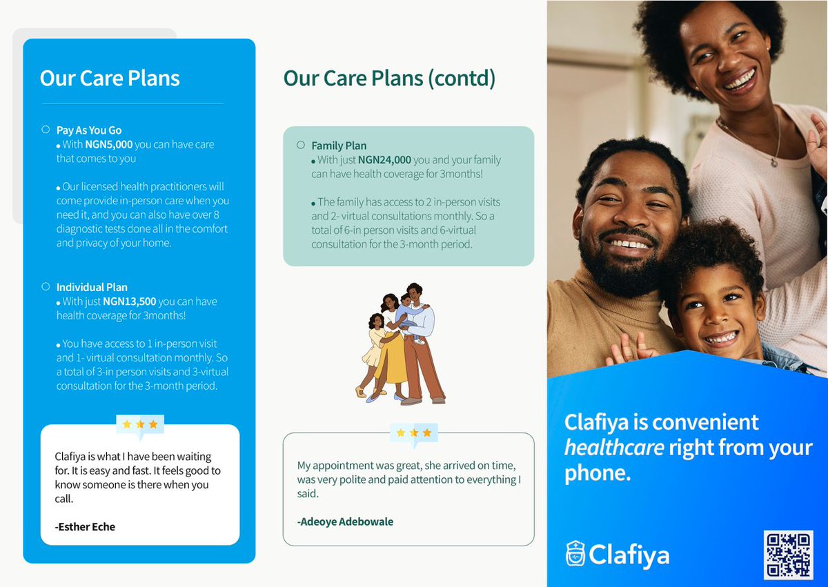 lollypeezle's tweet photo. Good healthcare? Call CLAFIYA.

You can't go out for medical care? Call CLAFIYA.

You have aged parent who is sick but no one is around them? Call CLAFIYA.

Clafiya will send a medical practitioner to your home to treat you at chikini money. Oya sign up on https://t.co/4X46fl41mm https://t.co/BNVo1I8QdN