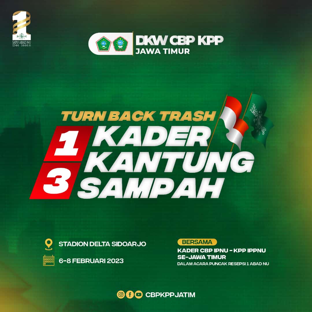 pcipnumojokerto's tweet photo. Turn Back Trash 

1 Kader 3 Kantung Sampah 
Yuk, kader CBP KPP ikuti challenge di event Satu Abad NU. Mari jaga kebersihan sekaligus kampanye! Ditunggu kontribusinya 😉

#satuabadNU #1AbadNU #SatuAbadNU https://t.co/gA0TmPrPFN