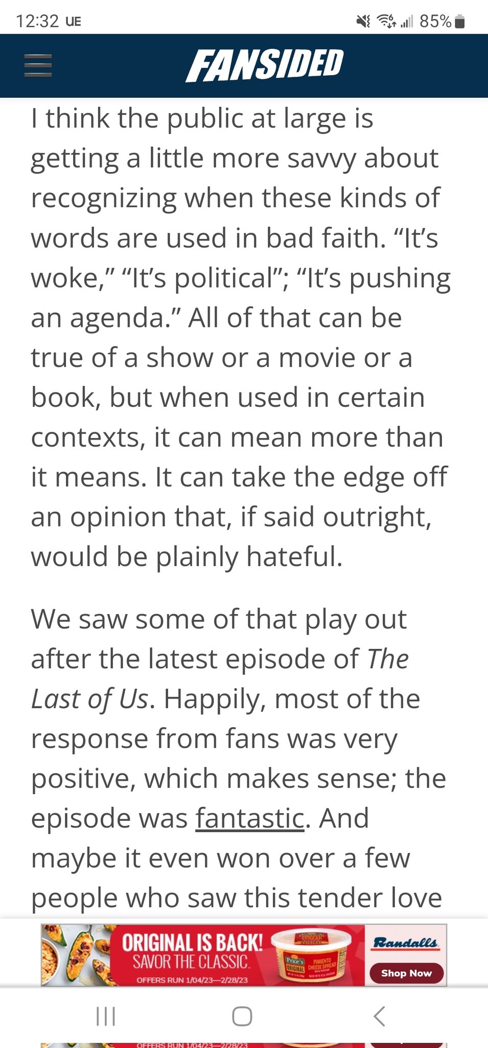 Joe Vargas on X: It was pretty sad to see Episode 3 of The Last of Us get  Review bombed to 1/10 by homophobes using code words like woke and too  political.