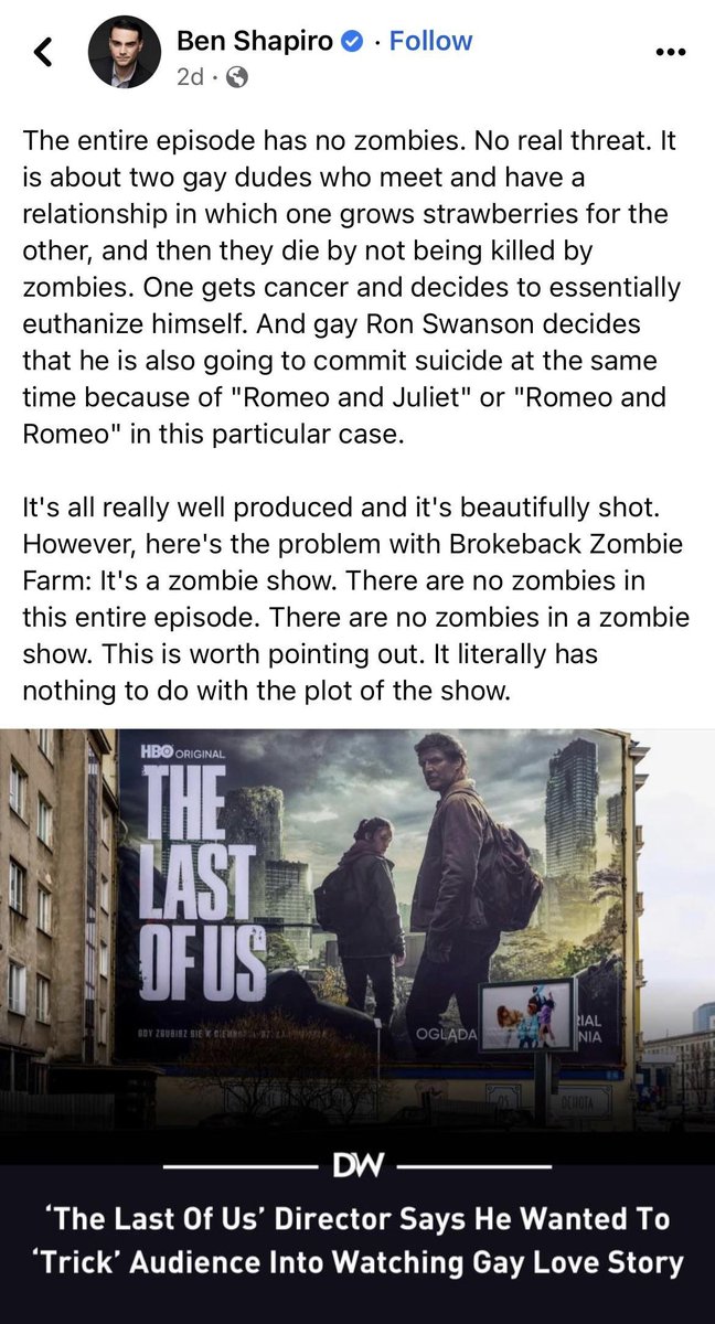 Joe Vargas on X: It was pretty sad to see Episode 3 of The Last of Us get  Review bombed to 1/10 by homophobes using code words like woke and too  political.