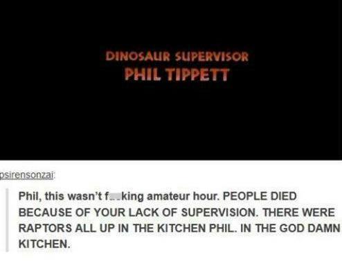 Jurassic Park is on, and I can't not think of this. One of the funniest YouTube comments ever.