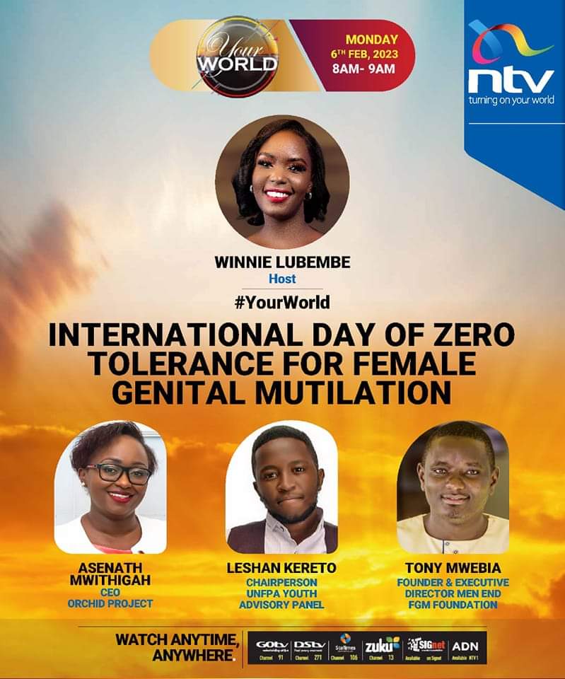 Join us tomorrow at <a href="/ntvkenya/">NTV Kenya</a> as we discuss on  theme of partnering with Men and Boys to Transform Social and Gender Norms to End FGM as we mark the International Day of Zero Tolerance for FGM.
