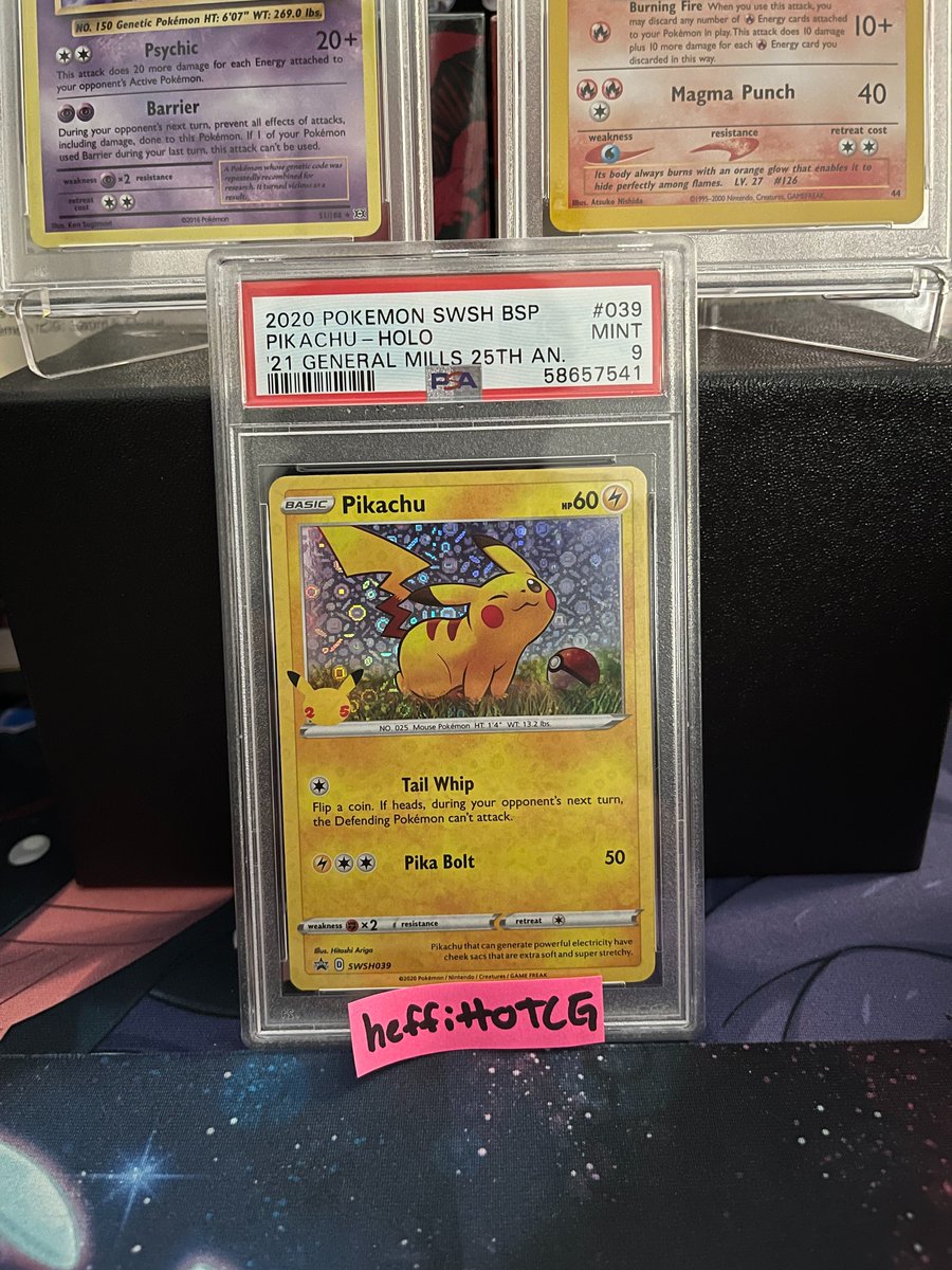 🎉WEEKLY GIVEAWAY #4🎉

This week we have a:

🤩PSA Mint 9: Pikachu HOLO, '21 General Mills 25th anniv. Promo! 🤩

To Enter you MUST:
✅Follow+Like❤️+Retweet🔄

BONUS: Comment your favorite starter! 💬

Winner picked on 2/12 📅

#PokemonTCG  #PokemonGiveaway