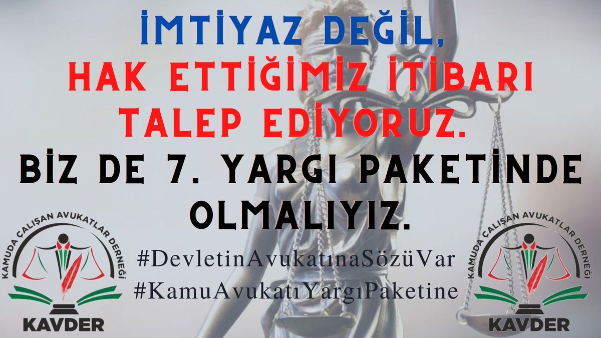 ccyildizcc's tweet photo. #DevletinAvukatınaSözüVar
#KamuAvukatıYargıPaketine
Kamu avukatlarının mali ve özlük haklarına ilişkin düzenleme yıllardır yapılmıyor. Sabrımızın sonuna geldik.
@RTErdogan @bybekirbozdag @mehmetucum @YildizFeti @hasandogan @mustafaakis @AyseTurkmenogl https://t.co/oJwKIgrJwl