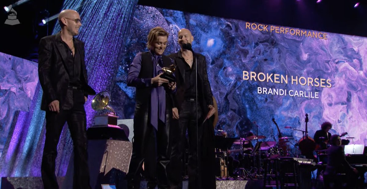 And the GRAMMY for Best Rock Performance goes to - 'Broken Horses' @brandicarlile #GRAMMYs 🎶 WATCH NOW grm.my/3YmHcN5