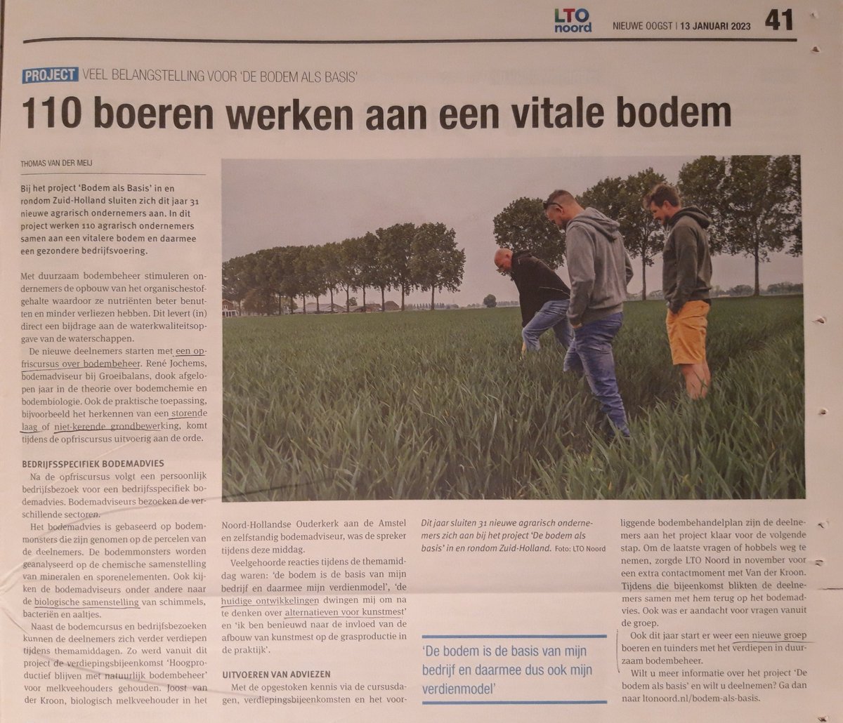 Ik heb de indruk dat de laatste jaren aandacht voor de #bodem enorm is toegenomen. Je kan geen vakblad open slaan of het gaat er met een of ander (verdiepings-)verhaal wel over.
<a href="/GroeiBalansTenO/">Groeibalans</a> 
<a href="/ReneJochems/">René Jochems</a>
