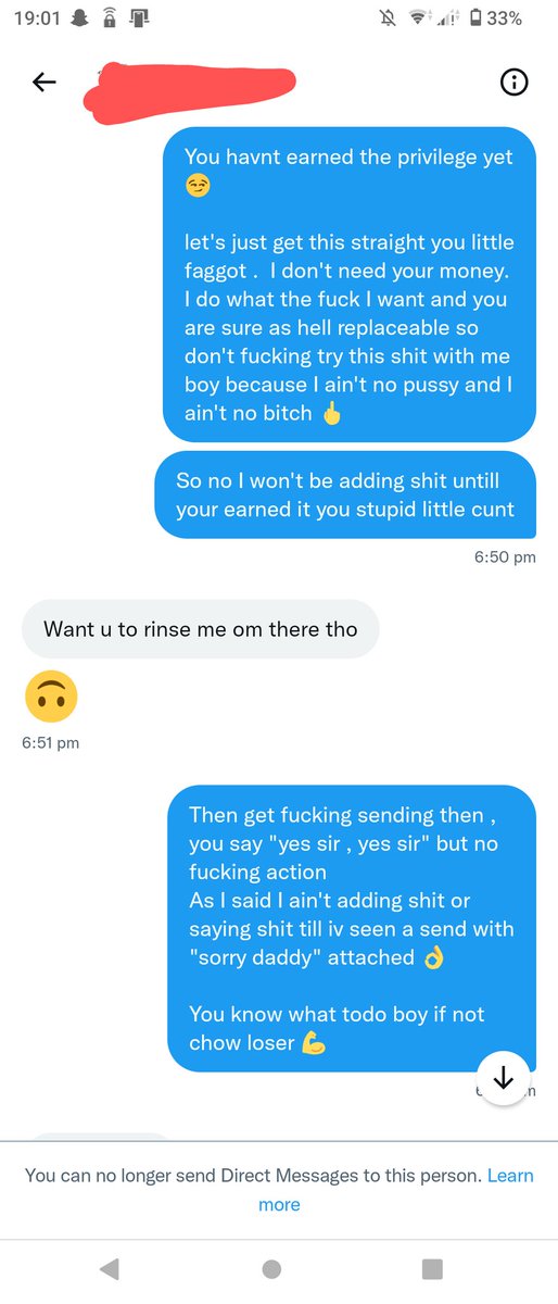 Masterdom_Mase's tweet photo. Subs don't be this guy because you'll get your self blocked 💯👌 no fucker tells me what todo 👌 standard 

#findom https://t.co/YeYn4WvSqN