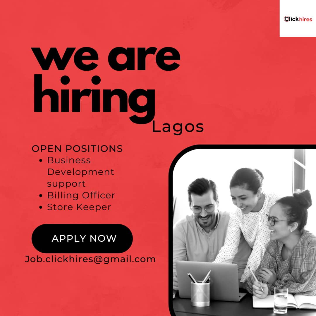 ClickHires's tweet photo. @Obacruze Apply within: job.clickhires@gmail.com https://t.co/e7kraI7MuX