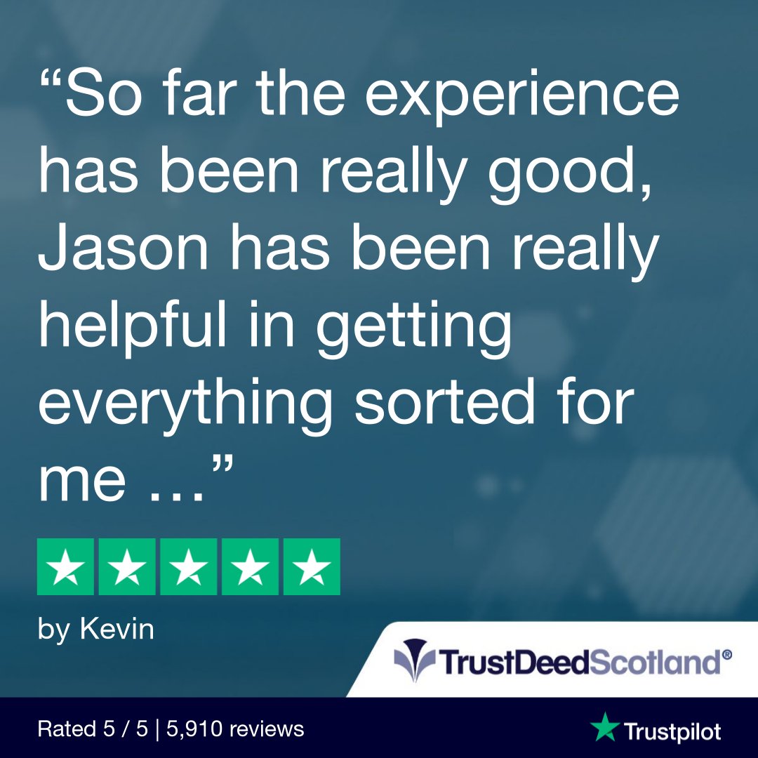 TrustDeedScotl's tweet photo. 🆕Trust Deed Scotland® @Trustpilot review.
★★★★★ by Kevin.
Read more reviews:
➡️ https://t.co/ftpYfsB9cN
Get started:
➡️ https://t.co/BlktQfMXqe
📞 0141 221 0999
#realmoneystories #debtfreestories #lifeafterdebt #trustdeedscotland #protectedtrustdeed #trustdeeds