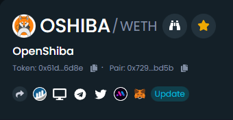 OpenShibaToken's tweet photo. Dextools has been updated! @DEXToolsApp $OSHIBA https://t.co/00jBrmWUAD