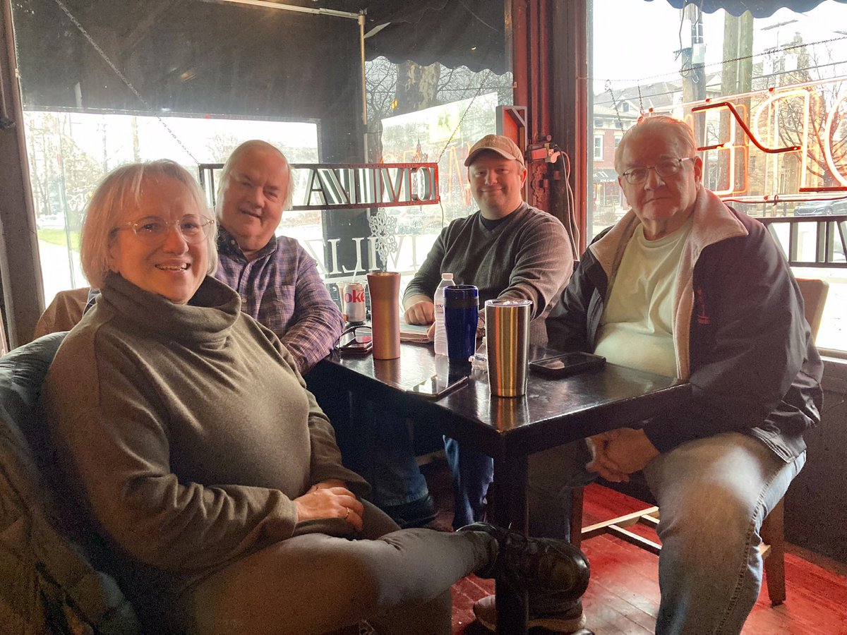 SkrticX's tweet photo. Clevelanders Suzanne Young, Rick Jaworski, Josh Busser, and John Busser gather at Civilization in Cleveland to catch up and discuss the latest news. The friends come together to enjoy good food, drinks, and each other's company in this cozy coffee shop in the heart of Tremont. https://t.co/ZGsf6OBhA3