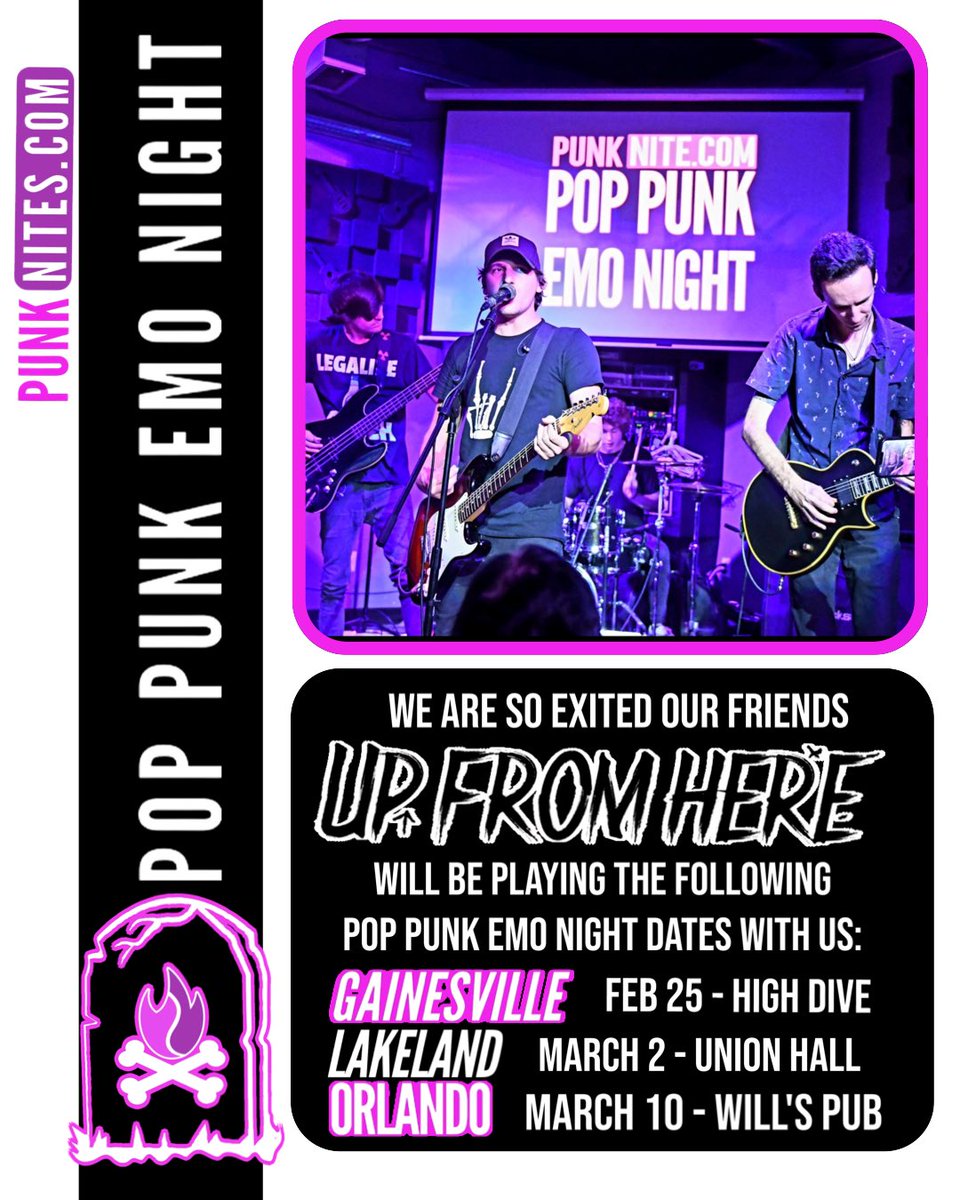PunkNites's tweet photo. So excited for these shows with @UpFromHereMusic #PopPunk #PunkShows #FloridaPopPunk #PopPunkEmo #EmoNight https://t.co/WEXEvY79Sm