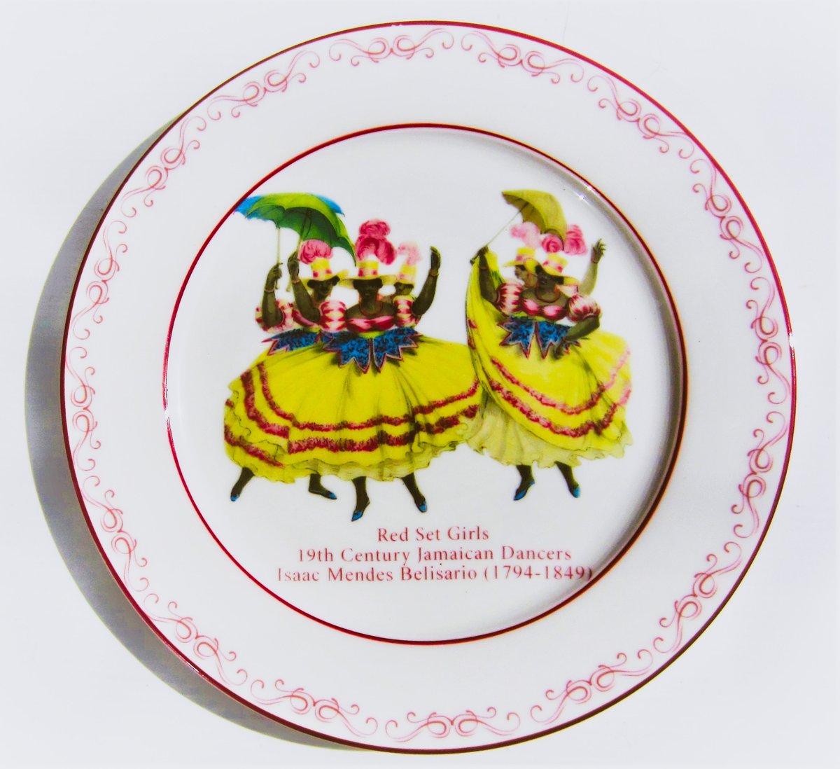 Delighted &amp; honoured that our "Red Set Girls" bone china plates depicting 19th-century Jonkanuu masquerade dancers will be on display at the Set Girls Exhibition, Institute of Jamaica, Kingston, JA. The exhibition runs until August 2023.