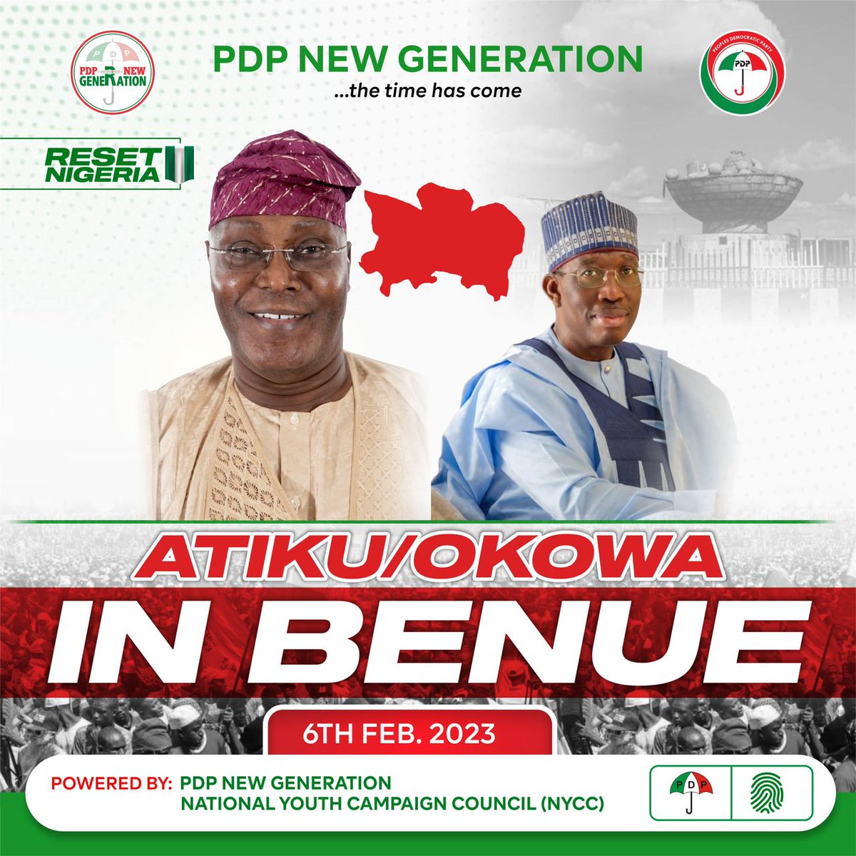 The Food Basket of the Nation, is set to host the Recovery Plan Team in a Grand Style. 

ATIKU/OKOWA IN BENUE  - MONDAY, 6TH FEBRUARY, 2023.

#RESETNigeria