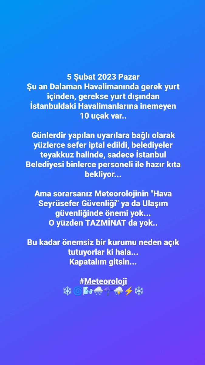 #Meteoroloji #Kar #Uyarı #Tahmin #İstanbul #Ankara #KarTatili #Havacılık #Eurocontrol #THY #Pegasus #TürkiyeYüzyılı #HavacılıkTazmimatı #ÜveyEvlatMeteoroloji #AirNaviationSecurity #Divert #Winter #Snow #IstanbulAirport #AirportNews