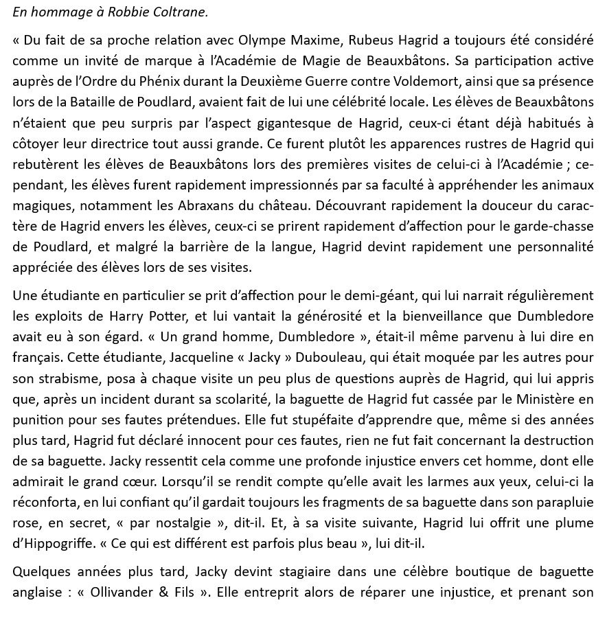 ElinasAix's tweet photo. En hommage à Robbie Coltrane, j'avais écrit ce court texte dans l'histoire de #HarryPotter ... https://t.co/jvapvlVfZq