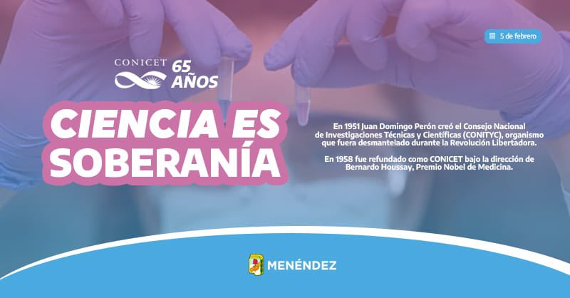 KarinaMenendez0's tweet photo. 65 años de la creación del CONICET ✌🏻🇦🇷 https://t.co/uzPyPZ1AsI