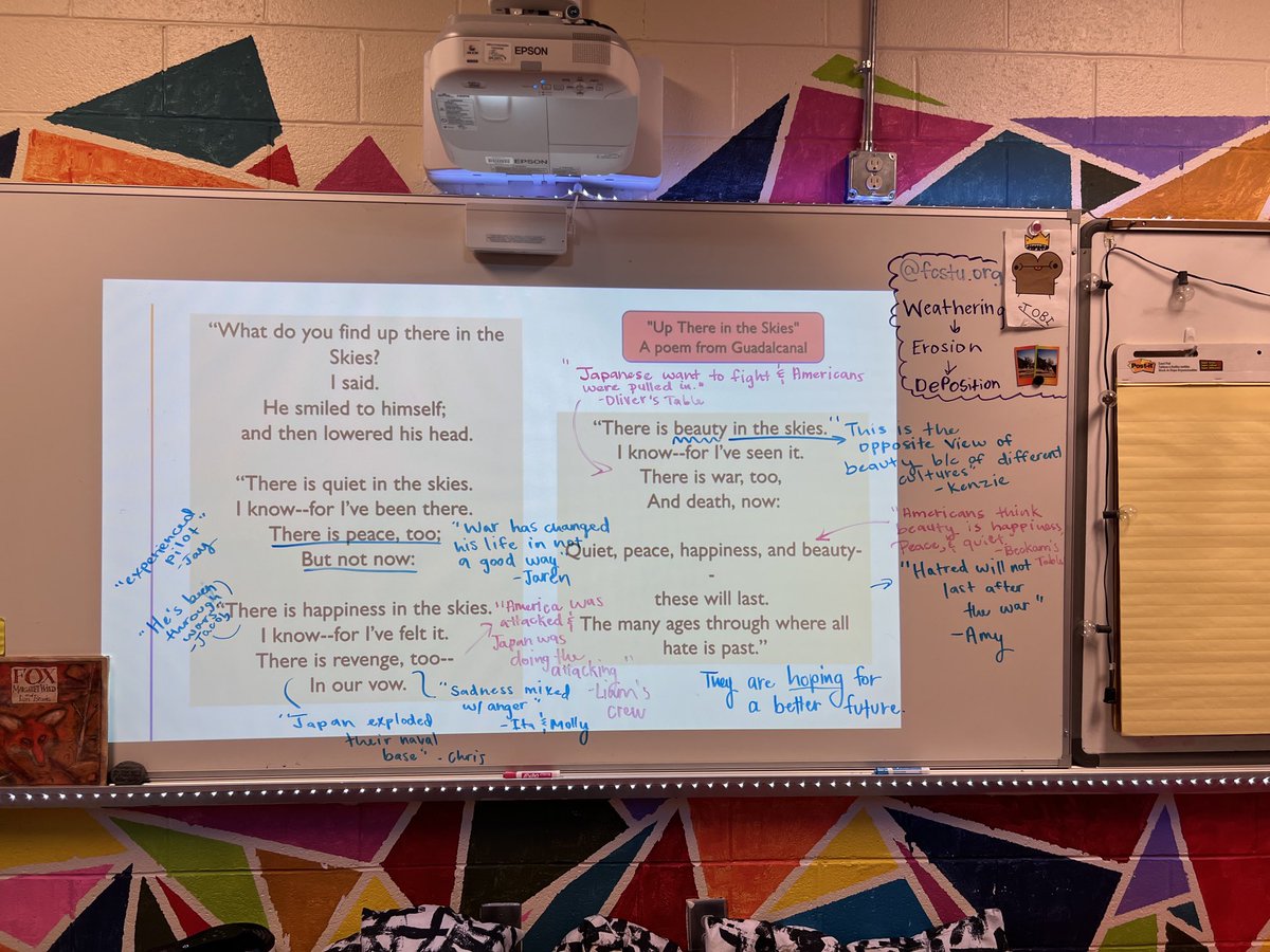 All historians are also expert readers! Students combined their skills at breaking down challenging texts and understanding poetry to analyze poems written by American and Japanese soldiers in the Pacific Theater. They were excited to see and understand the differences in POV!