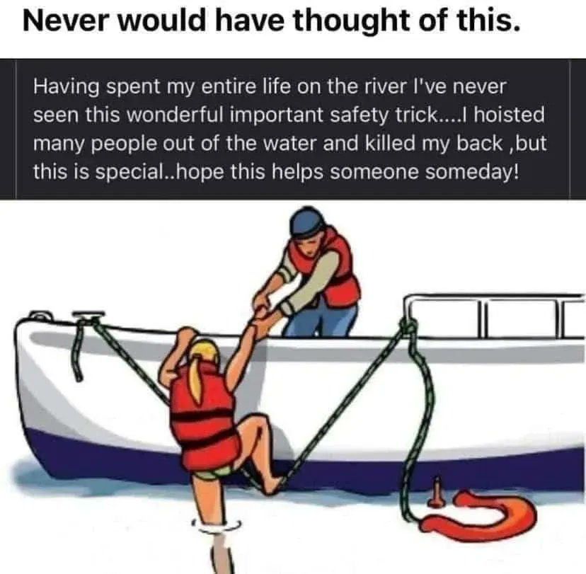 Going to remember this rescue method next time I go out on the water. #safety #waterrescue #boating #getoutside