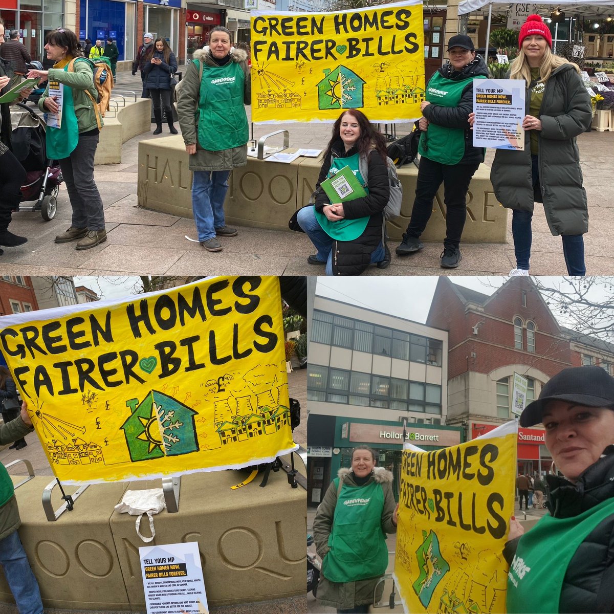 LuluM61556988's tweet photo. Proud to be campaigning in #Chelmsford this weekend with these wonderful people for #Greenpeace.  We want #GreenHomes and #FairerBills.  #MakeShellPay windfall tax along with other fossil fuel companies to fund insulating our homes and reducing our energy bills.  #ClimateCrisis https://t.co/jE0HlL6ne7