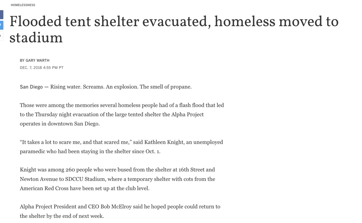 LoriSaldanaSD's tweet photo. In terms of encampment safety &amp; sanitation: Even the #AlphaProjectSD tent next to Switzer Creek has a history of flooding &amp; shower/sewage overflows

These "temporary" facilities have been set up without proper drainage or plumbing
3/ https://t.co/RZq9eIEDGA