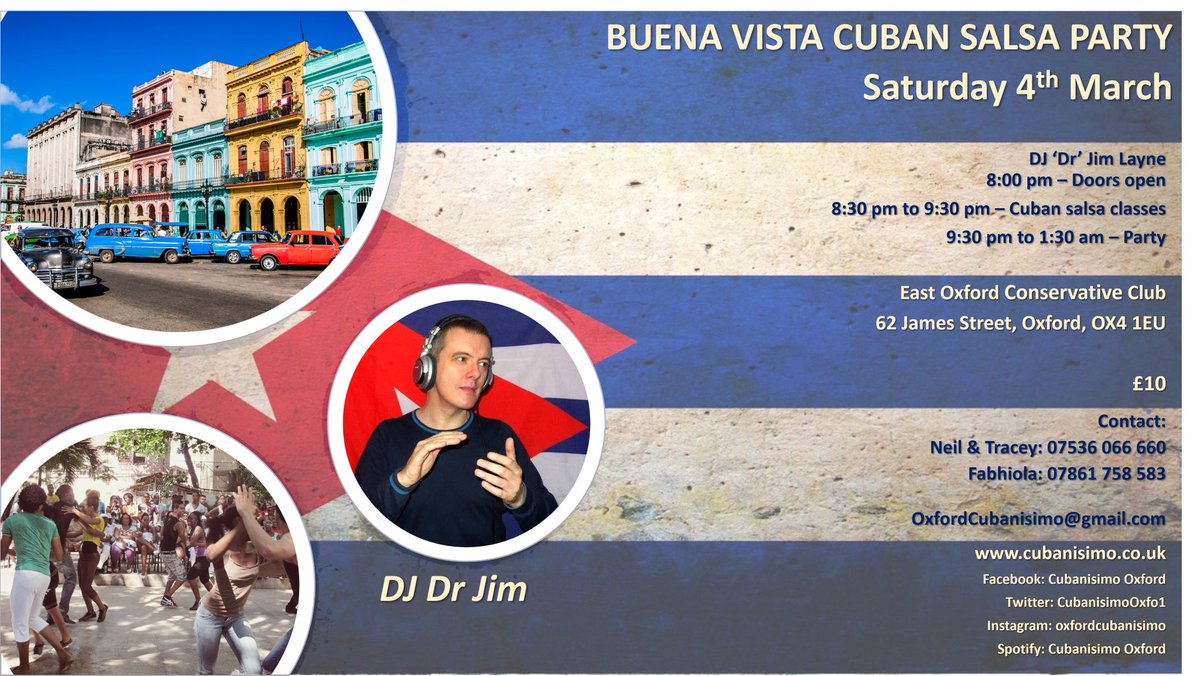 CubanisimoOxfo1's tweet photo. *** SATURDAY 4th MARCH***
★CUBAN SALSA PARTY IN OXFORD★
"BUENA VISTA NIGHT" presented by Cubanisimo Oxford

https://t.co/fwpCmkpQ4L https://t.co/GwNCkYlzHF