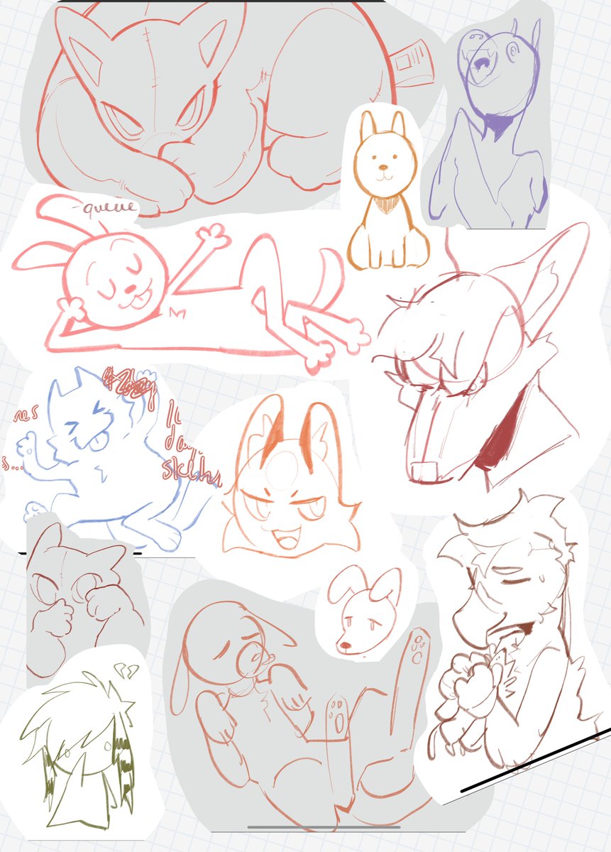 collage of all the little doodlings from various to do lists and such from procreate 