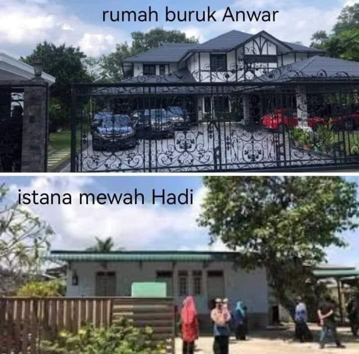 syedman30's tweet photo. Nilaikan..Rumah buruk @anwaribrahim dan istana mewah @abdulhadiawang https://t.co/TgXTyemT12