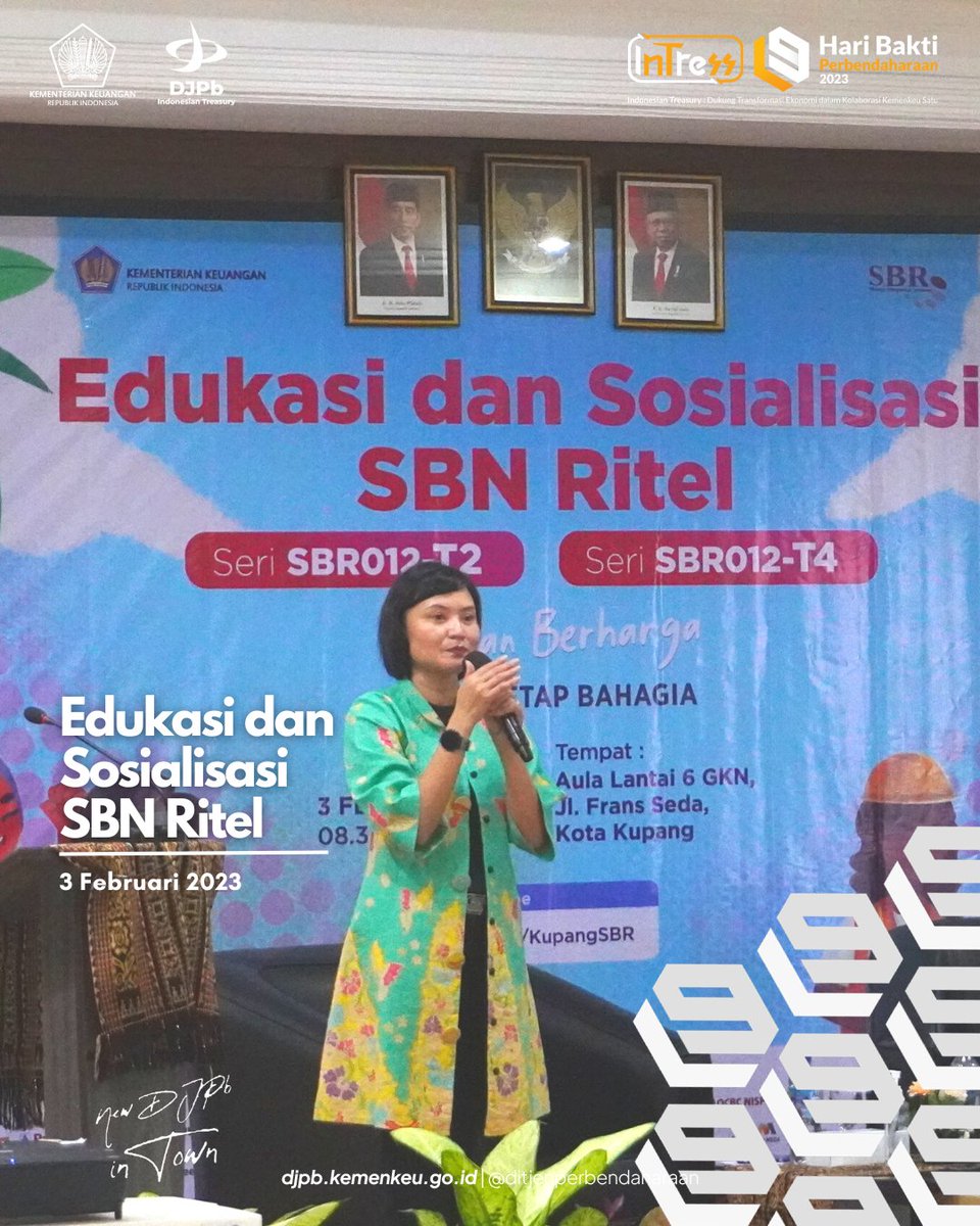 Halo #Sobat_Tyflo,

Pada pekan lalu Jumat (03/02), Kanwil DJPb NTT bekerjasama dengan Direktorat Surat Utang Negara, Ditjen Pembiayaan dan Pengelolan Risiko (DJPPR) melakukan kegiatan Edukasi dan Sosialisasi SBN Ritel SBR012-T2 dan SBR012-T4 kepada