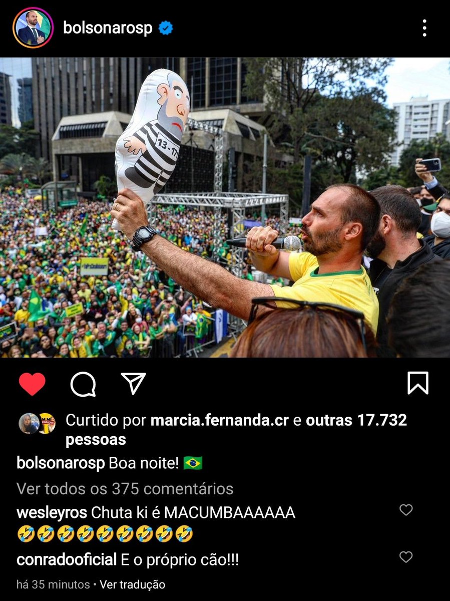 deborahwendler's tweet photo. iiiiiihhhhhhuuuuuuuu. Por quê será que o Eduardo Bolsonaro postou isso a 35 min?! 🤔💭👊🏻🇧🇷 https://t.co/35ibEzHjGj