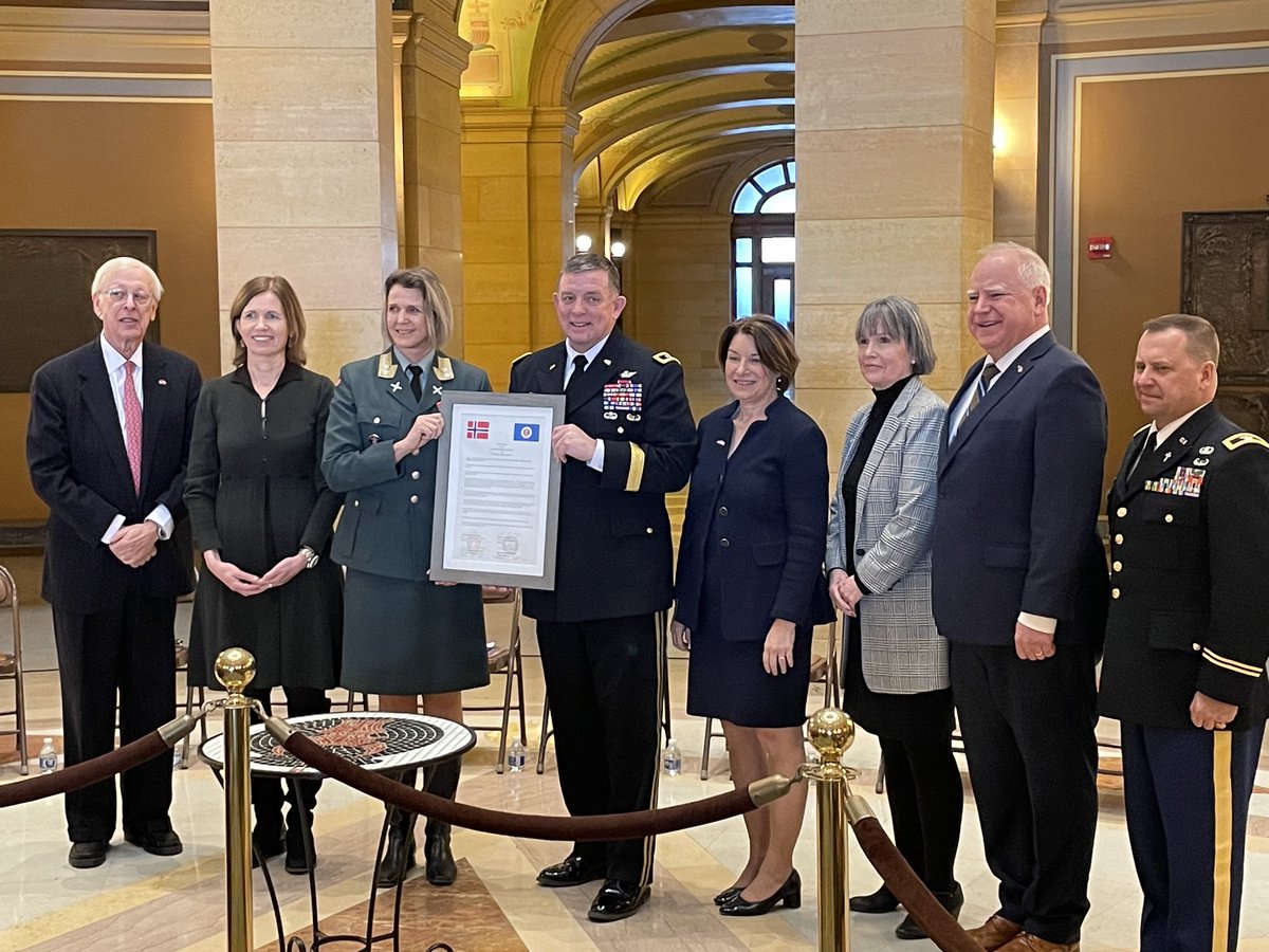 NorwayAmbUSA's tweet photo. The @MNNationalGuard will add Norway as a new partner in the State Partnership Program. An important milestone for 🇺🇸-🇳🇴 relations and military cooperation. #NOREX https://t.co/qb9TlaaeHt