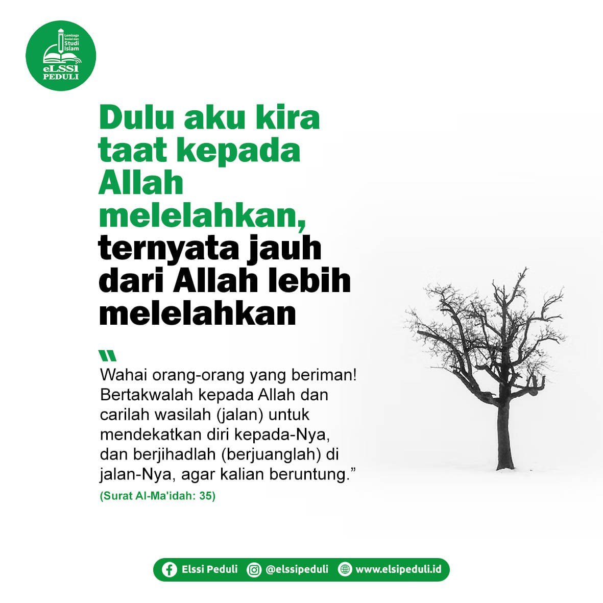 elssipeduli's tweet photo. Dulu aku kira taat kepada Allah melelahkan, ternyata jauh dari Allah lebih melelahkan

رَبَّنَآ اٰتِنَا مِنْ لَّدُنْكَ رَحْمَةً وَّهَيِّئْ لَنَا مِنْ اَمْرِنَا رَشَدًا https://t.co/TI4YqLy2eR