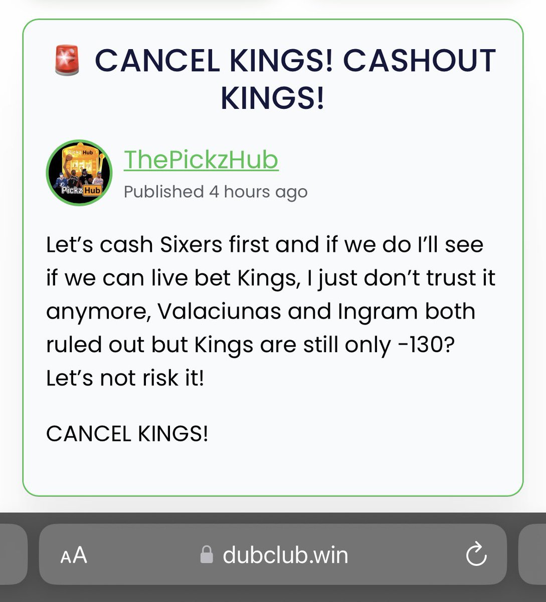 VIP HAS WON LAST 19 OF 22 DAYS! 🤑🔥

MICHIGAN (-160) SUPERMAX 10u 🐳✅

RICHMOND -2 (-165) MAXXX 5u 🐳✅

TWOLVES (-160) SUPERMAX 10u 🐳✅

76ERS SUPERMAX 10u✖️
(They were up by 21… Ruin the sweep)

VIP IS RICH! 💰 PickzHub.com

2023 YTD: +213.48u 📈🔥
2022: +603.74u