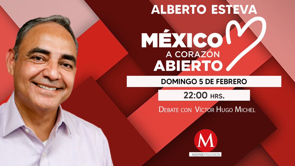 corazn_abierto's tweet photo. A #CorazónAbierto ♥️ 

No te pierdas hoy, en punto de las 22:00 hrs. por @Milenio televisión, el debate entre el Lic. @AlbertoEsteva y los enlaces del @PartidoMorenaMx a coordinar la defensa de los comités de la #4T en 2024. 

#ConMarceloSí ✋🏻

https://t.co/Xum1fnakab https://t.co/2DbKLKsetj