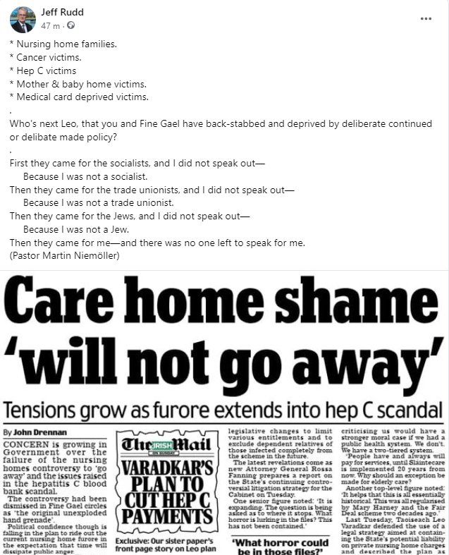Unitedpeople_ie's tweet photo. @qualann Sooner or later, it seems Fine Gael will get around to targeting us all for their special form of care? It will all be our turn sooner or later if we don't speak up and take a stand. https://t.co/tmxPWO5PgH