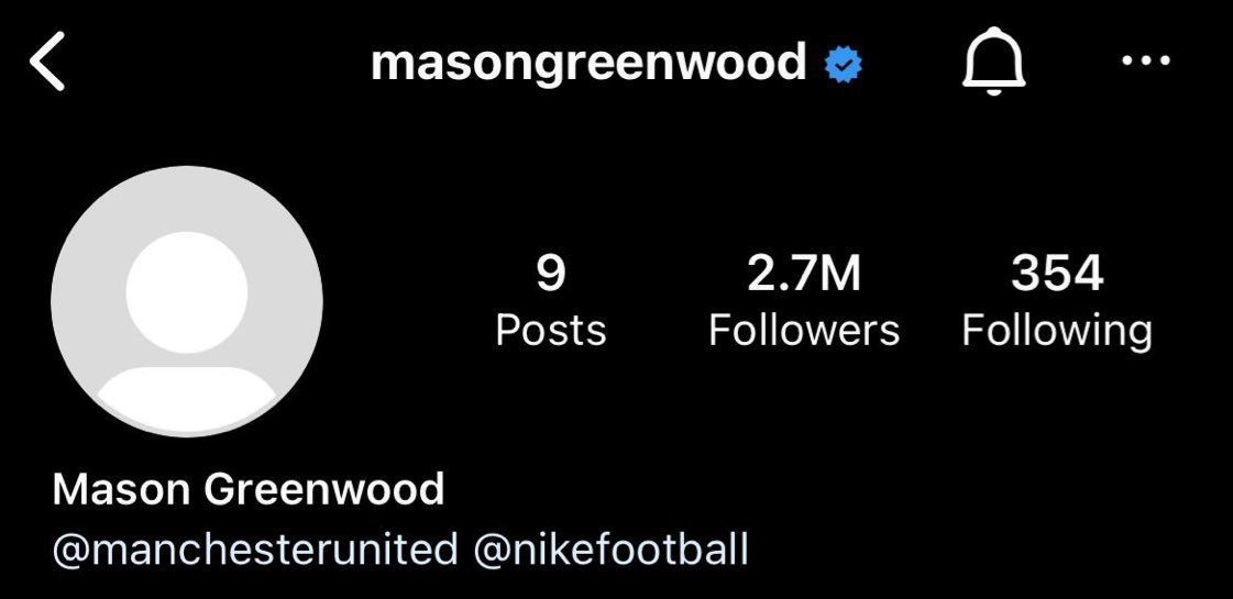 centredevils's tweet photo. 🚨🚨| Mason Greenwood has removed most of his Instagram posts however has left 9 which feature him playing for #mufc. His bio has stayed the same, tagging the club and Nike. https://t.co/6uZUQJFVxP
