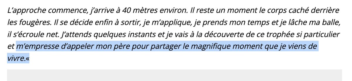 "Papa ! Faut que je te raconte ! Je viens de voir un animal magnifique... Et du coup je l'ai tué. Là, comme ça, juste pour le plaisir.
C'était vraiment un grand moment."
#YaRienQuiVa