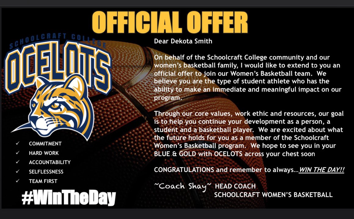 Dekota Smith (@dekotasmith2) on Twitter photo After a great visit yesterday from <a href="/CoachShay30/">Coach Shay</a> and the rest of the staff, I am blessed to have receive an offer from <a href="/SchoolcraftWBB/">Schoolcraft Women's Basketball</a> . Thank you for this opportunity!! After a great visit yesterday from <a href="/CoachShay30/">Coach Shay</a> and the rest of the staff, I am blessed to have receive an offer from <a href="/SchoolcraftWBB/">Schoolcraft Women's Basketball</a> . Thank you for this opportunity!!